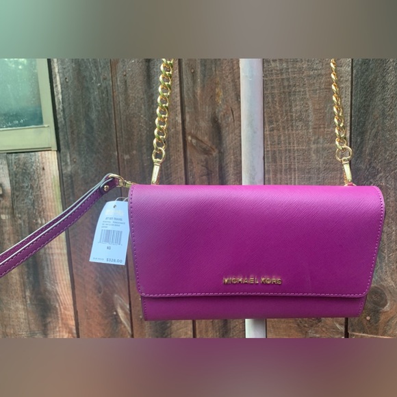 MICHAEL KORS JET SET TRAVEL LEATHER CROSSBODY - Picture 3 of 13